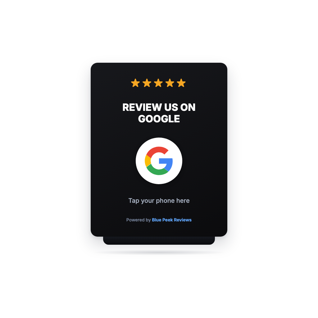 Blue Peek Stand — free-standing counter Google review display