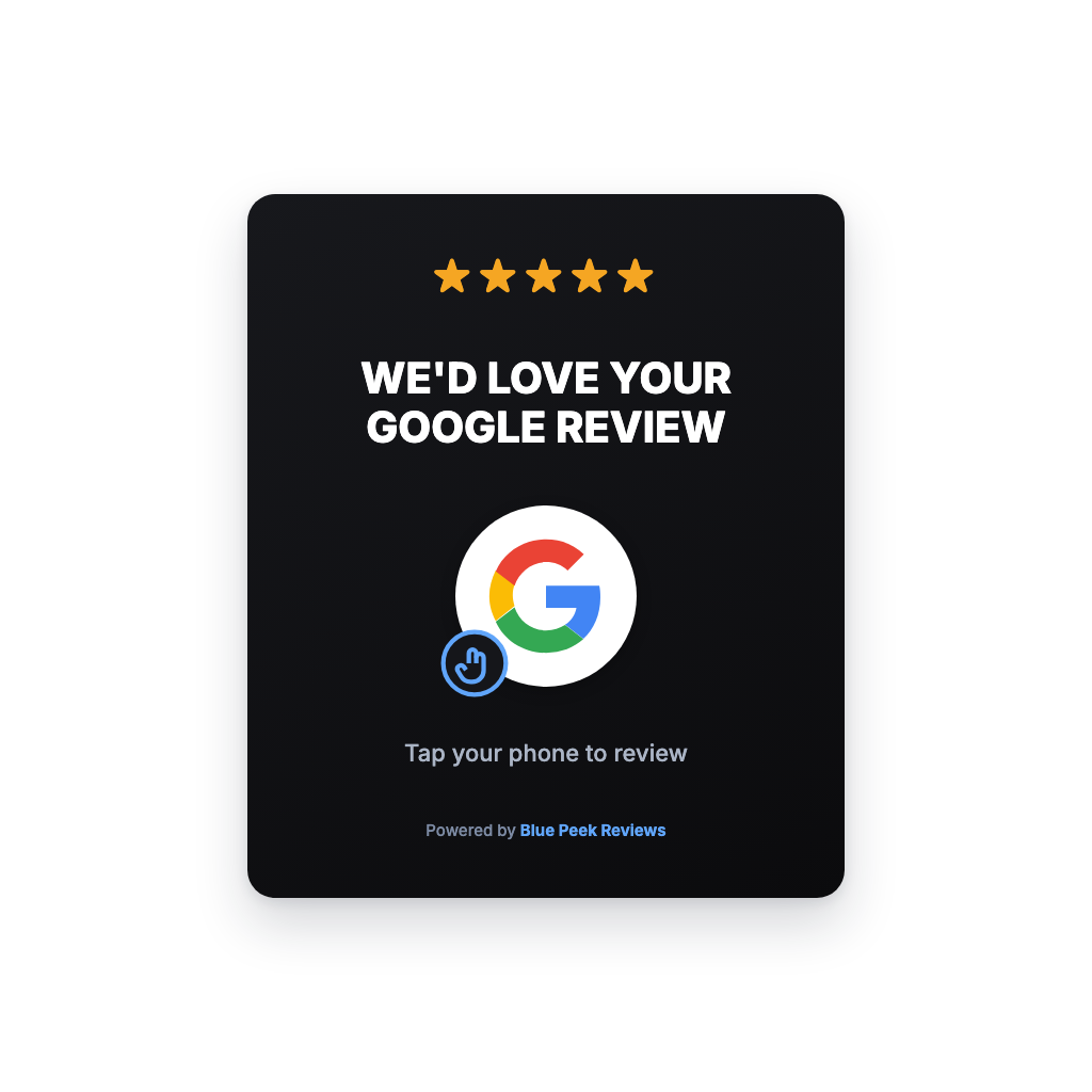 Blue Peek Wall Plaque — stick-on Google review plaque